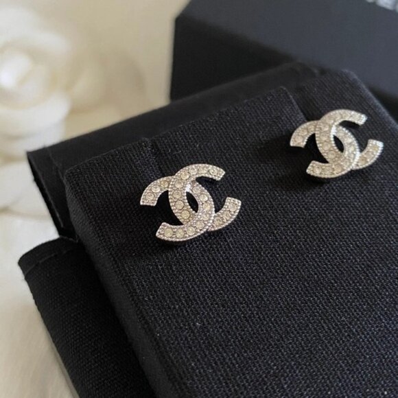 CHANEL Crystal-Embellished Silver Earrings - Picture 3 of 8